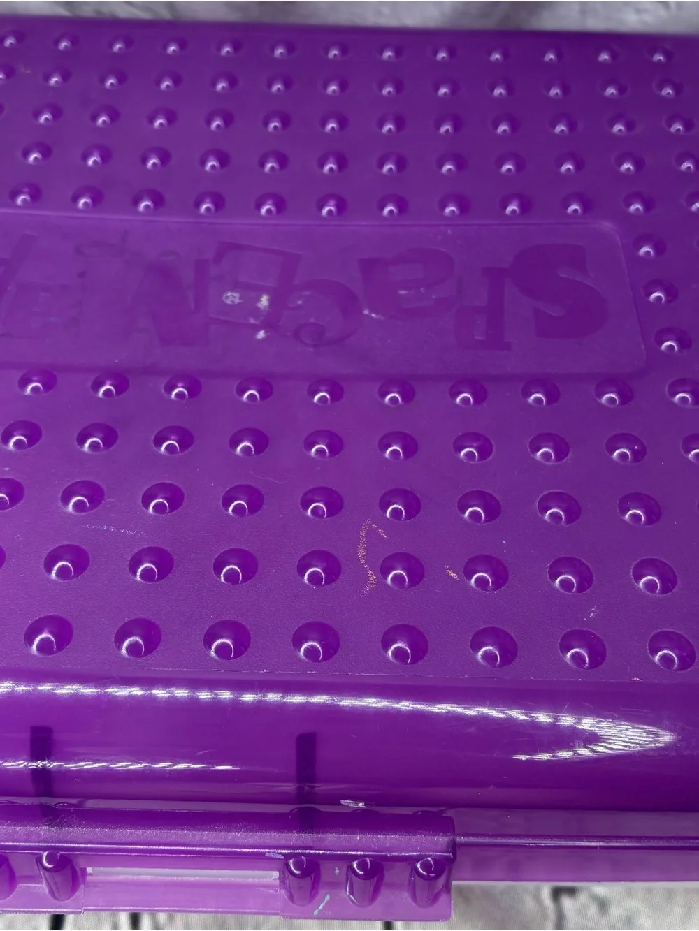 Vtg 90s Nostalgia Kidcore Spacemaker Pencil Box Case Purple Clear 11x7 AS IS